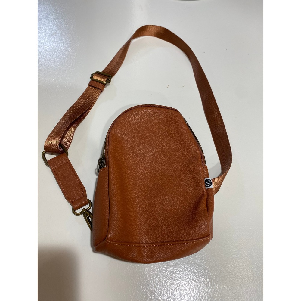 Marley Lilly Cognac Brown Pebbled Vegan Leather MiniSling Backpack Crossbody Bag